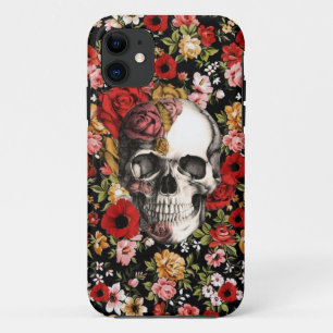 Retro florals with skull pattern Case-Mate iPhone case