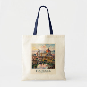 Retro Florence Duomo Cathedral Skyline Watercolor Tote Bag