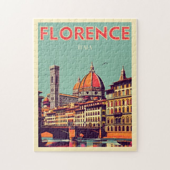 Retro Florence, firenze italy travel gifts Jigsaw Puzzle (Vertical)