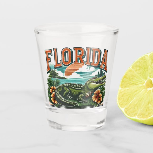 Retro Florida Alligator Shot Glass (Front)