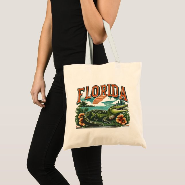 Retro Florida Alligator Tote Bag (Front (Product))