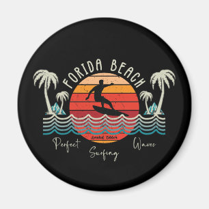 Retro Florida Beach Surfing Magnet
