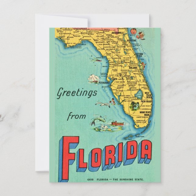 Retro Florida Map Moving Announcement (Front)