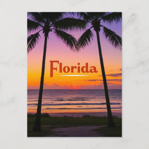 Retro Florida Twilight: Palm Silhouettes & Coastal Postcard