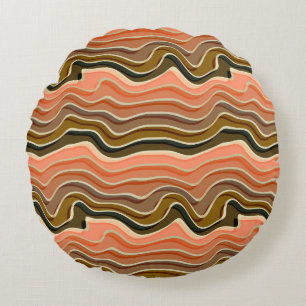 Retro Flow Wavy Stripes Earth-Tone Throw Pillow