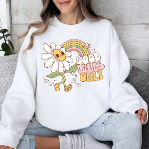 Retro Flower 70s Style  Vintage Rainbow Sweatshirt