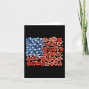 Retro Flower American Flag Usa Patriotic 4th Of Ju Card