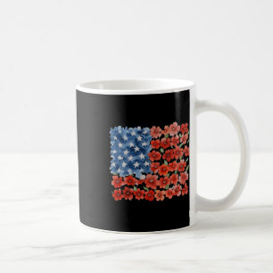 Retro Flower American Flag Usa Patriotic 4th Of Ju Coffee Mug