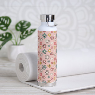 Retro Flower and Heart Pattern Water Bottle