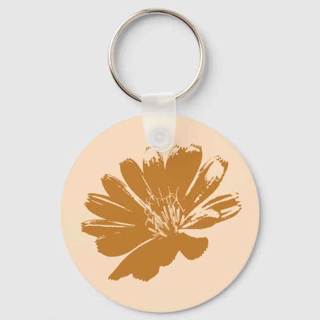 Retro Flower Art Key Ring (Front)
