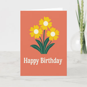 Retro Flower Birthday Card