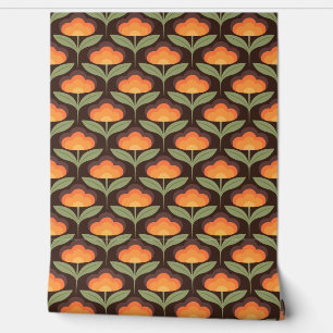 Retro flower brown and oranges on Brown Wallpaper