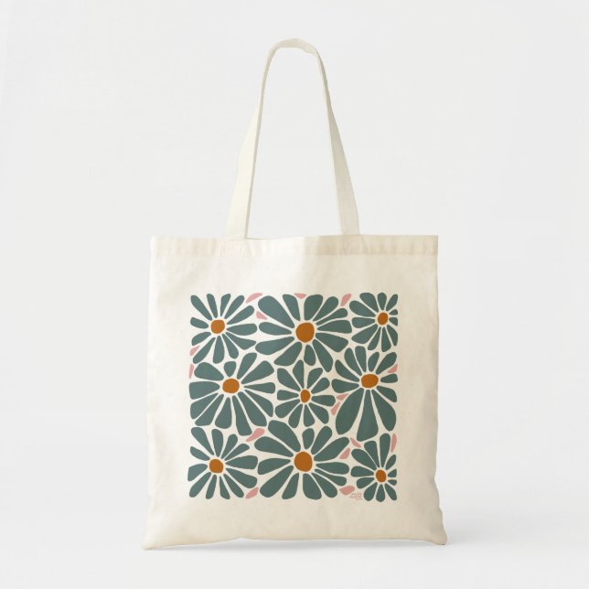 Retro Flower by Mossy Moose Prints Tote Bag (Front)