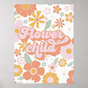 Retro Flower Child floral Poster