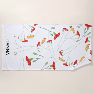 Retro Flower Custom Beach Towel, Retro Floral  Towel