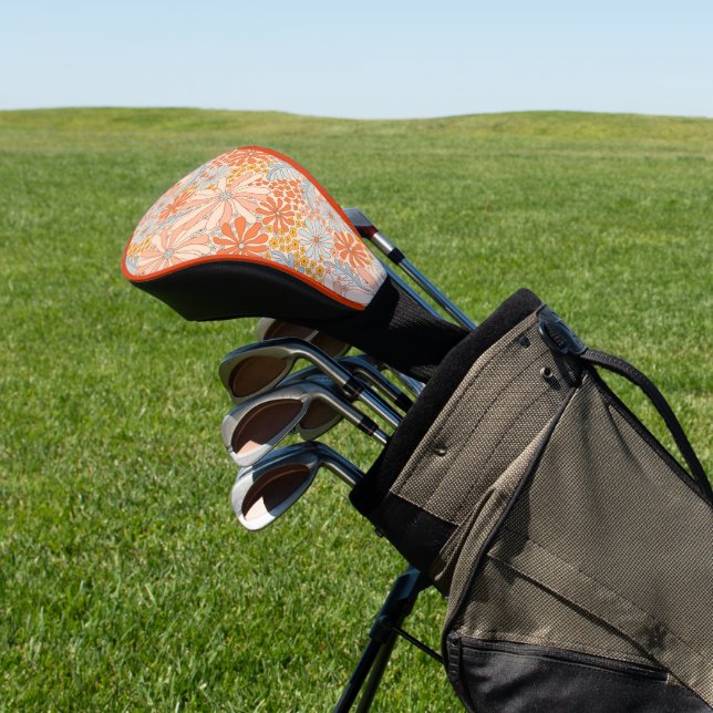 Retro Flower Garden Pattern Golf Head Cover (In Situ)