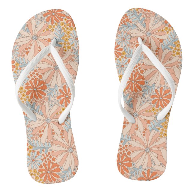 Retro Flower Garden Pattern Jandals (Footbed)
