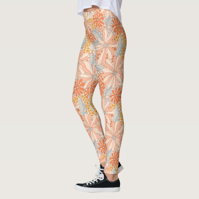 Retro Flower Garden Pattern Leggings (Left)
