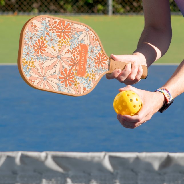 Retro Flower Garden Pattern Pickleball Paddle (Insitu)