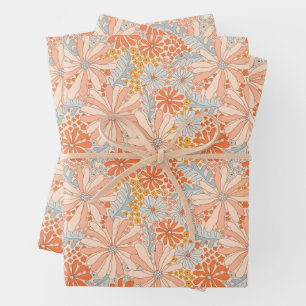 Retro Flower Garden Pattern Wrapping Paper Sheet