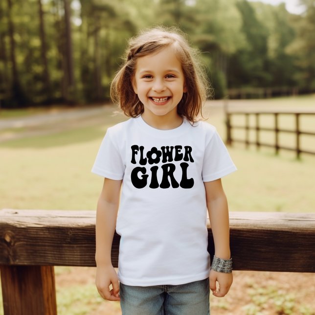 Retro Flower Girl Junior Bridal Party Proposal Toddler T-Shirt (Creator Uploaded)