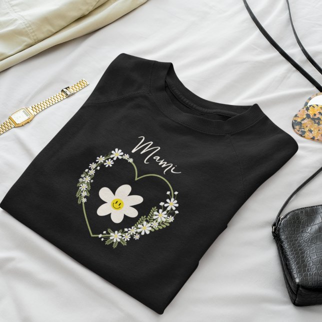 Retro Flower Heart Happy Face, Spanish Mami, Mum Sweatshirt (Creator Uploaded)