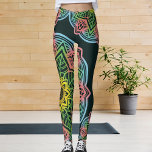 Retro Flower Mandala Yoga<br><div class="desc">A unique pair of workout leggings or yoga pants for women featuring retro floral mandalas on dark green colour.</div>