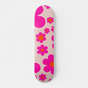 Retro Flower Market Florence Abstract Pink Floral Skateboard