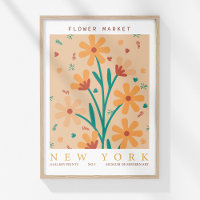Retro Flower Market New York Orange Abstract