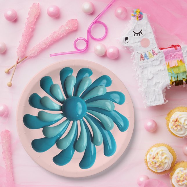 Retro Flower - MCM Spring Summer Garden Wedding Paper Plate (Party)