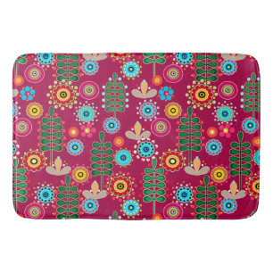 Retro, flower pattern bath mat