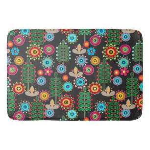 Retro, flower pattern bath mat