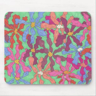 Retro Flower Pattern Boho Design Mouse Pad