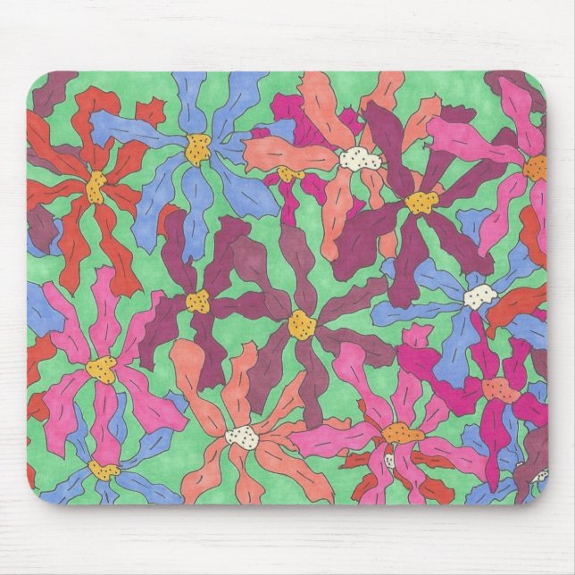 Retro Flower Pattern Boho Design Mouse Pad (Front)