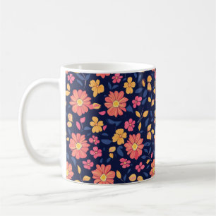 Retro Flower Pattern Coffee Mug