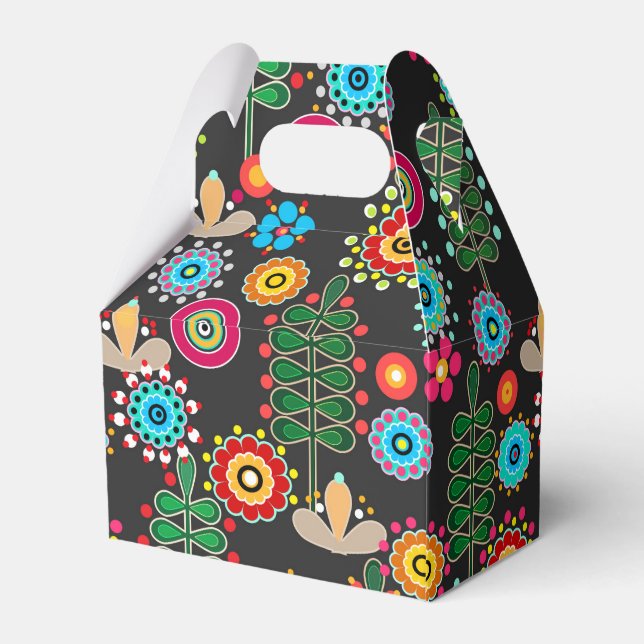 Retro, flower pattern favour box (Back Side)