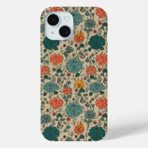 Retro Flower Pattern iPhone 15 Case