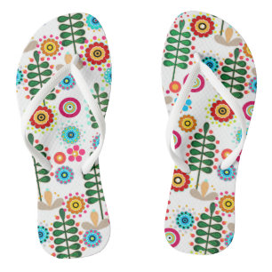 Retro, flower pattern jandals