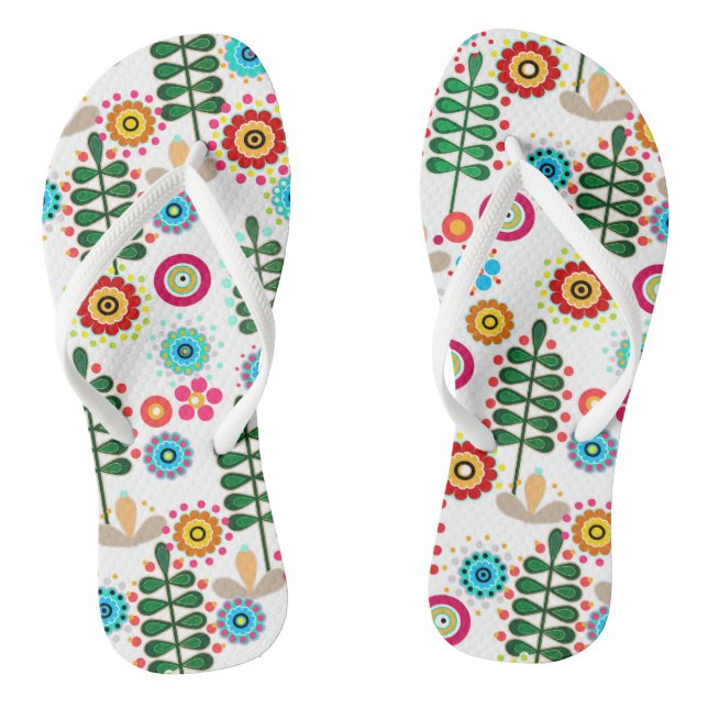 Retro, flower pattern jandals (Footbed)