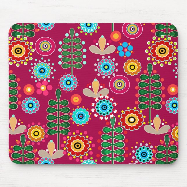 Retro, flower pattern mouse pad (Front)