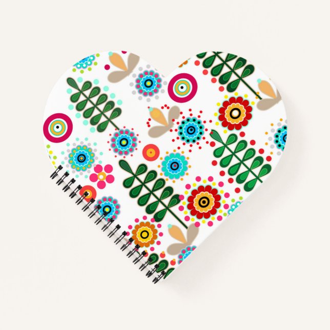 Retro, flower pattern notebook (Front)