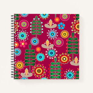 Retro, flower pattern notebook