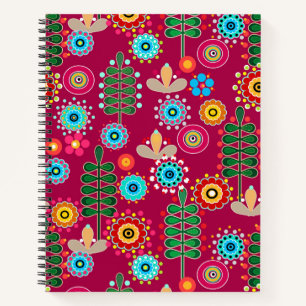 Retro, flower pattern notebook