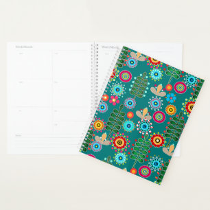Retro, flower pattern planner