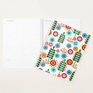 Retro, flower pattern planner