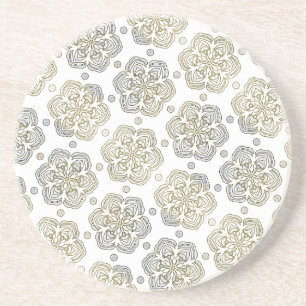 Retro Flower Pattern Round Coaster