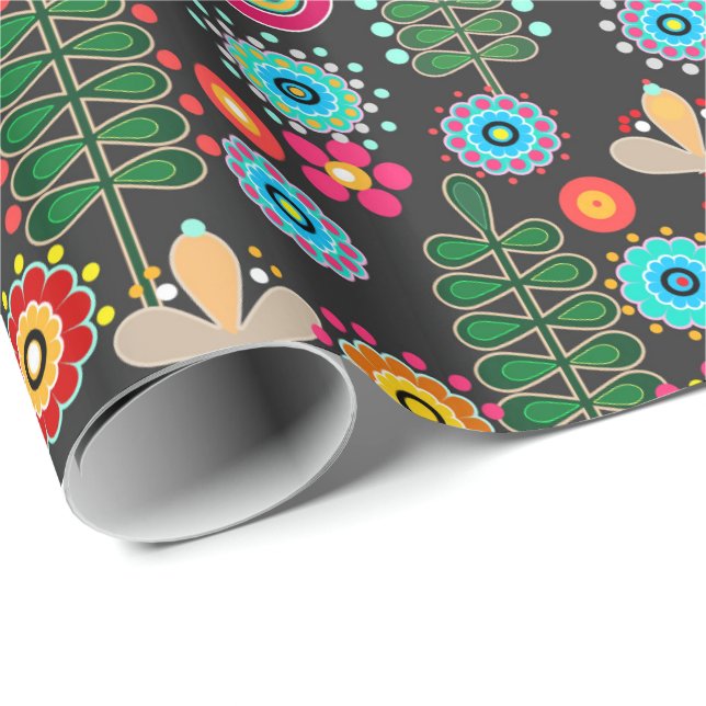 Retro, flower pattern wrapping paper (Roll Corner)