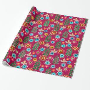 Retro, flower pattern wrapping paper