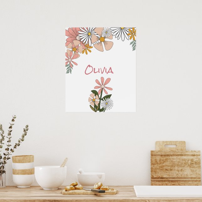 Retro Flower Poster For Girl Room (Kitchen)