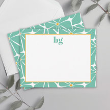 Retro Flower Power Colourful Turquoise Monogrammed